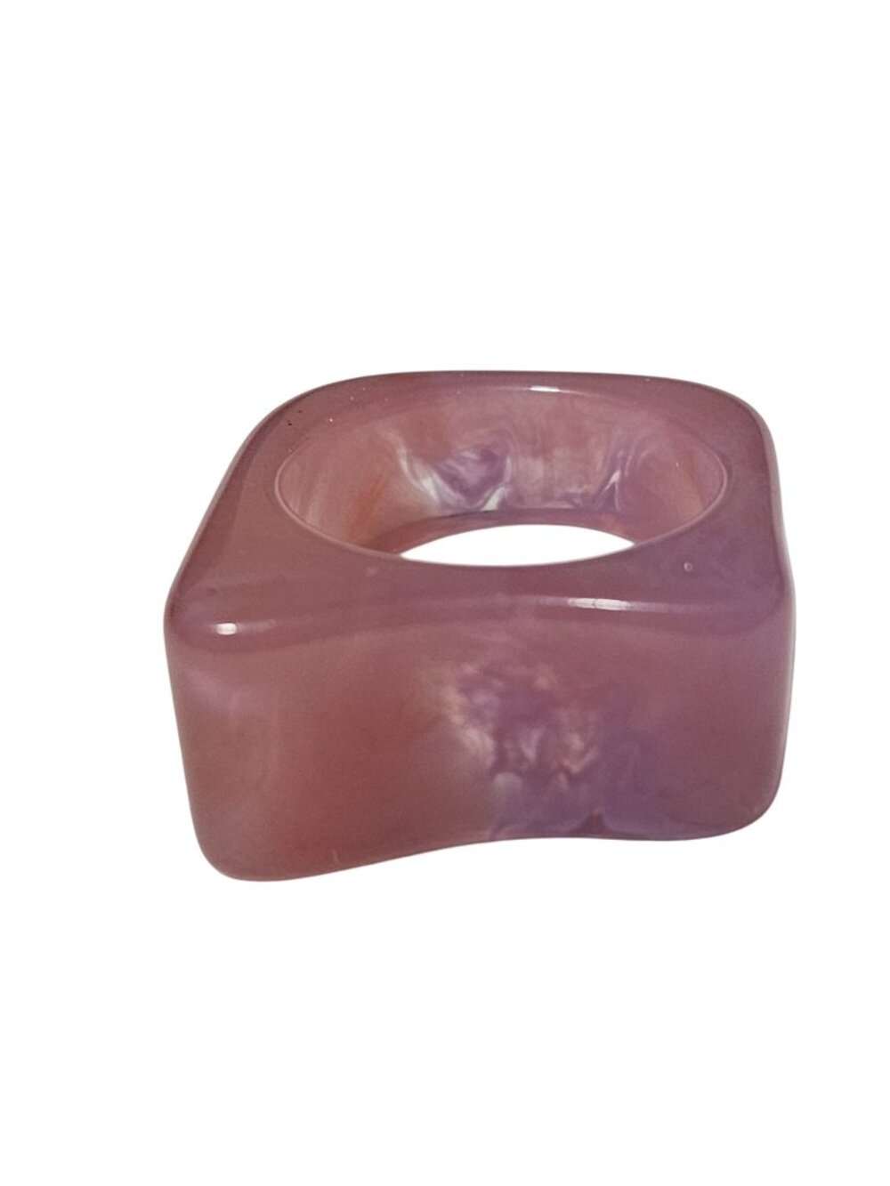 Vintage Chunky Pink Acrylic Chunky Ring Size 8.25 Square Art Deco Jewelry Women